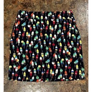 Talbots Petites Black Multicolor Buoy & Bobbin Print Skirt Size 2 Petite